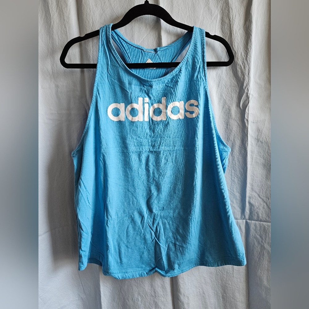Adidas Women's Linear Loose Tank Top in Light Blue - Size L (?)